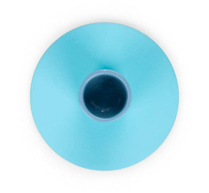 Tall Two-Tone Pompadour & Powder Blue Metal Candleholder