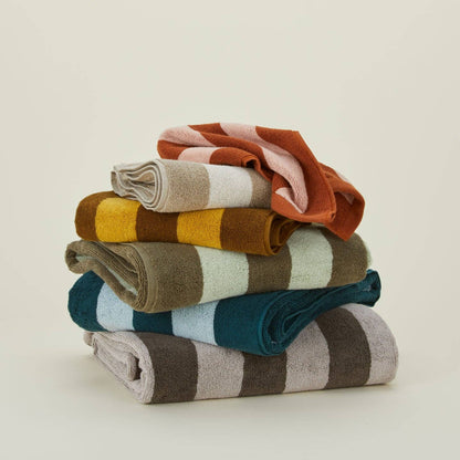 Striped Terry Hand Towel - Sky/Peacock