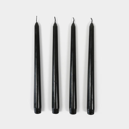 Black Taper Candles - S/4