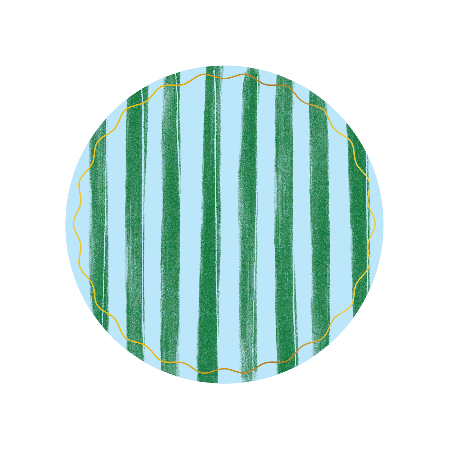 Blue & Green Stripe Dinner Plates -  S/8