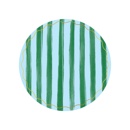 Blue & Green Stripe Dinner Plates -  S/8