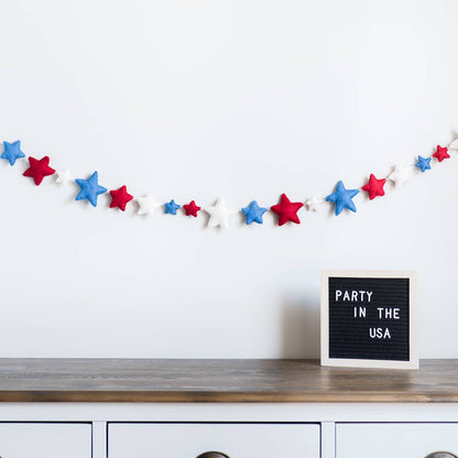 4th of July Felt Banner/Red Blue Stars