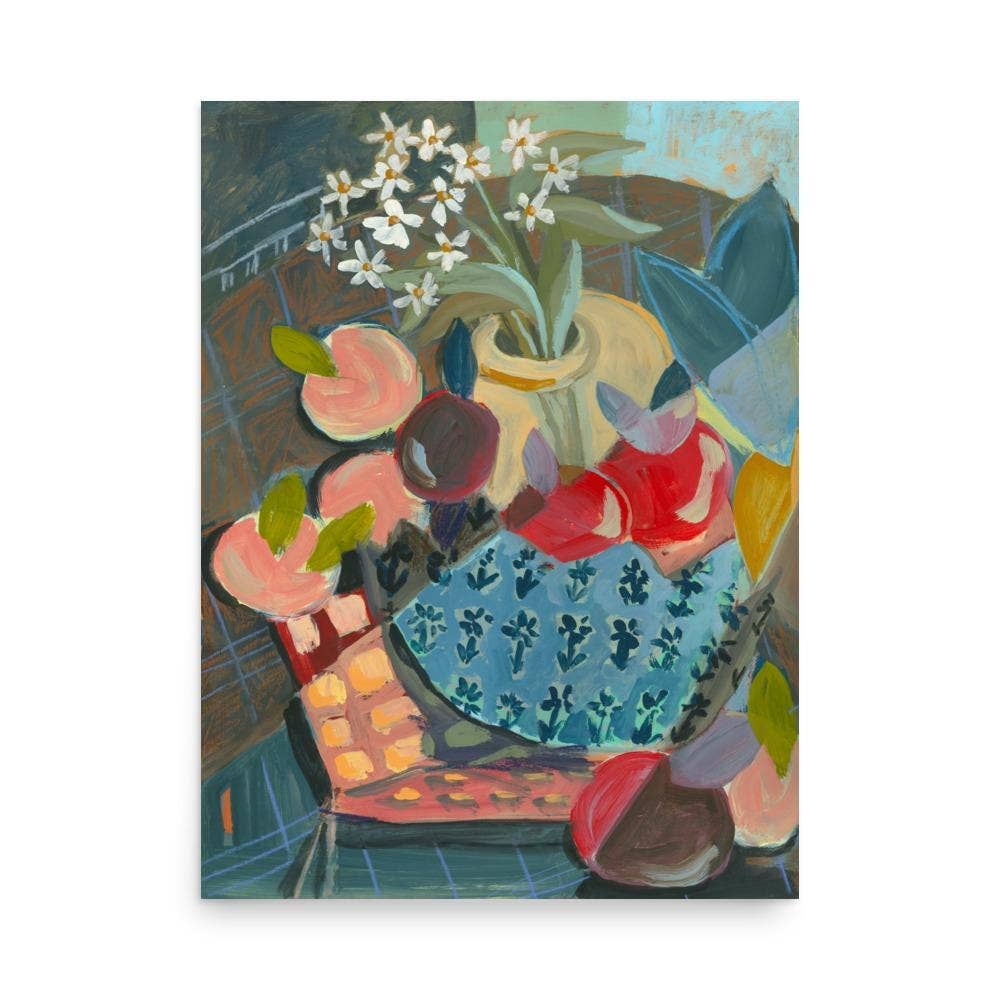 Abstract Flowers & Fruit Art Print
