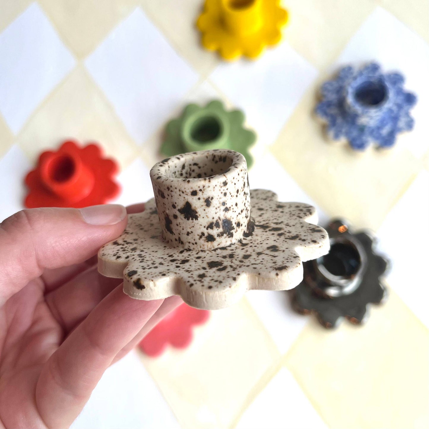 Ceramic Flower Taper Candle Holder