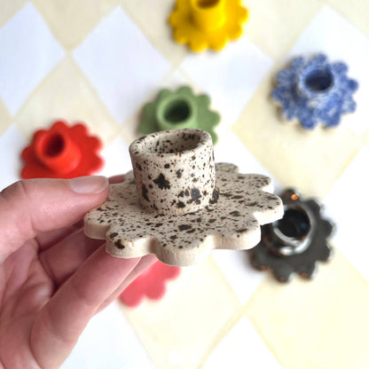 Ceramic Flower Taper Candle Holder