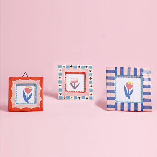Red Scallop Ceramic Photo Frame