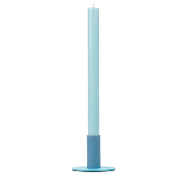 Tall Two-Tone Pompadour & Powder Blue Metal Candleholder