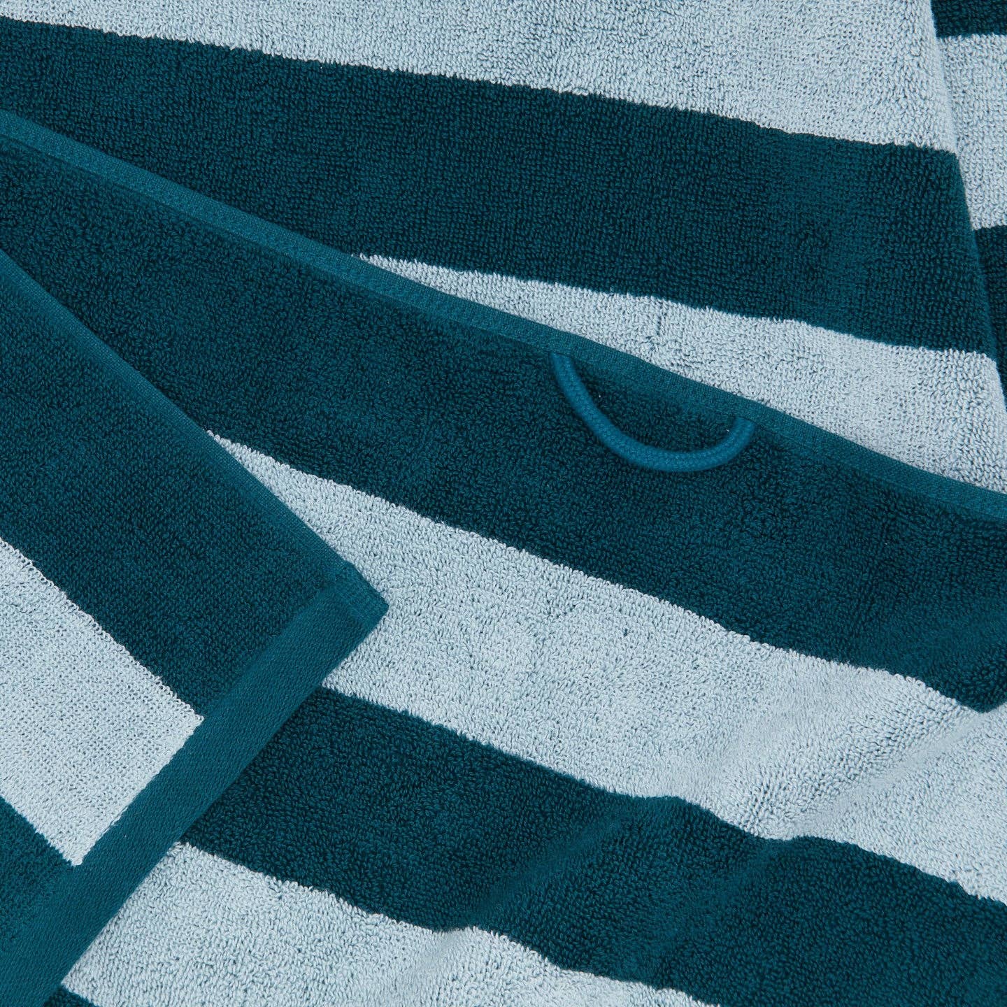 Striped Terry Hand Towel - Sky/Peacock