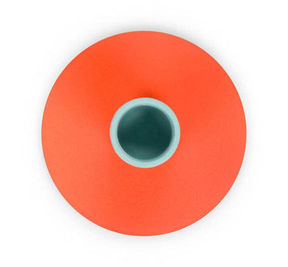 Small Two-Tone Orange Flame & Opaline Green Metal Candleholder