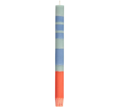 Striped Opaline, Pompadour & Rust Eco Dinner Candles, Box of 4