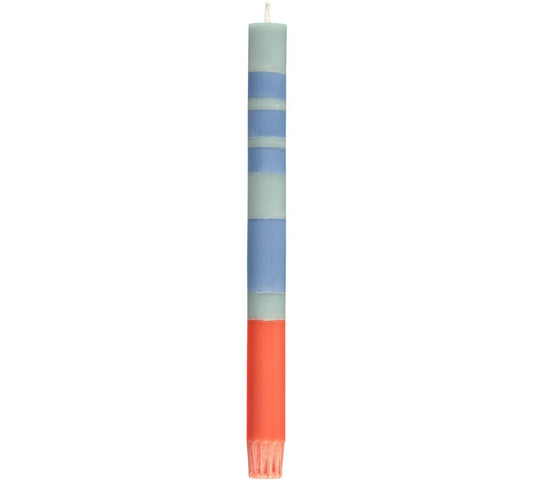 Striped Opaline, Pompadour & Rust Eco Dinner Candles, Box of 4
