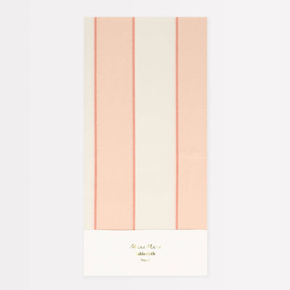 Peach Striped Paper Tablecloth