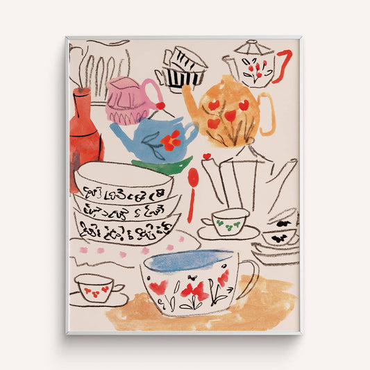 "Flea Market Dishes" Art Print
