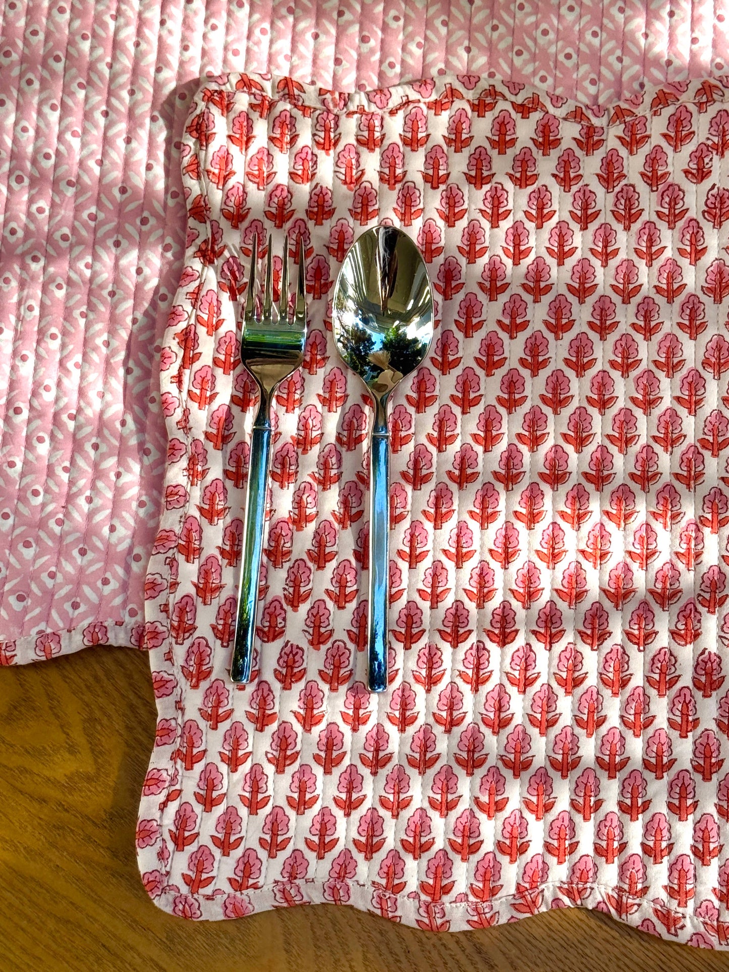 Pink Quilted Reversible Place Mat - S/2