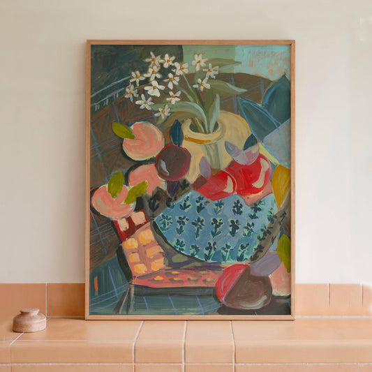Abstract Flowers & Fruit Art Print