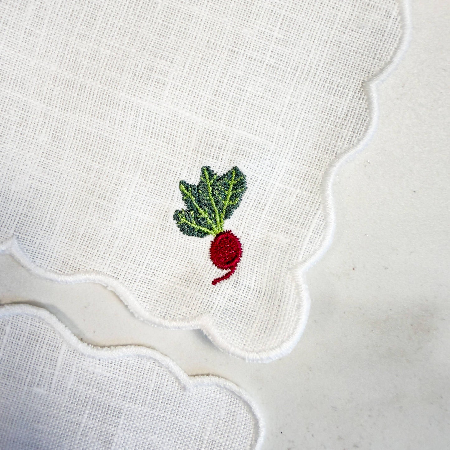 Mixed Vegetable Scalloped Cocktail Napkins S/4