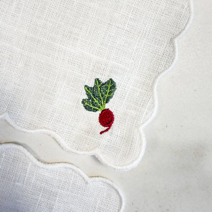 Mixed Vegetable Scalloped Cocktail Napkins S/4
