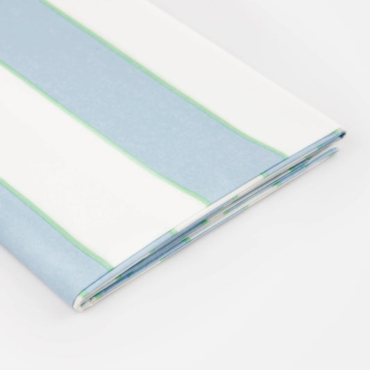 Pale Blue Striped Paper Tablecloth