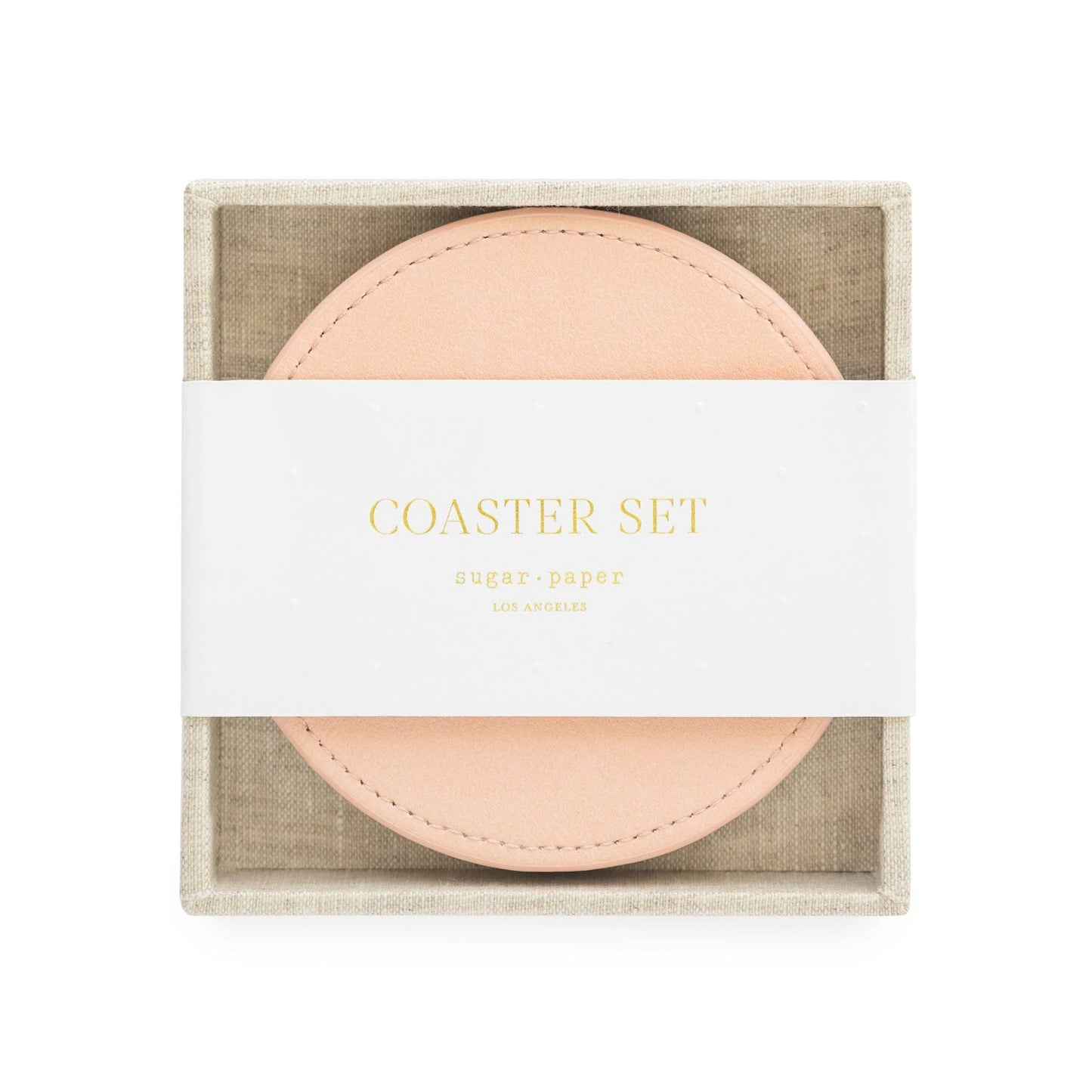 Pink Vegan Leather Coasters