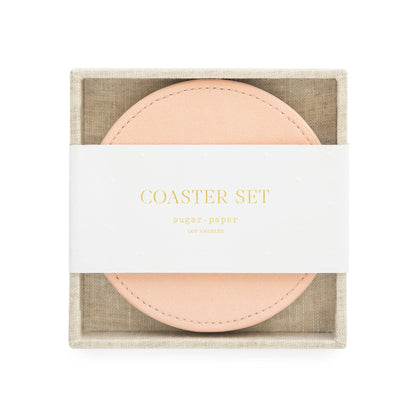 Pink Vegan Leather Coasters