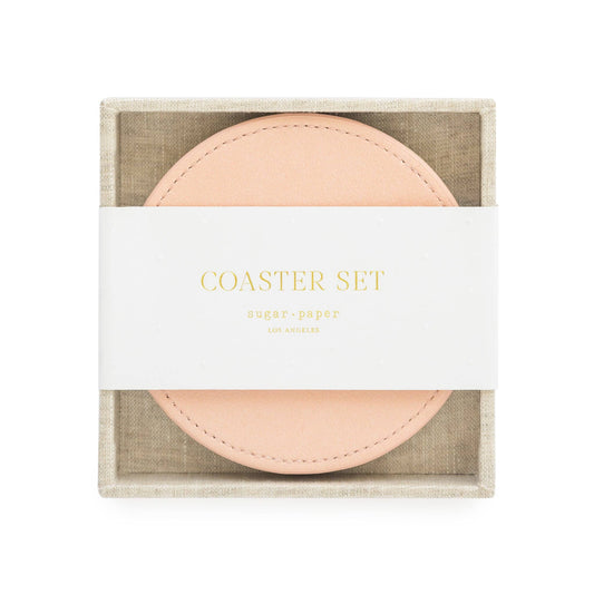 Pink Vegan Leather Coasters