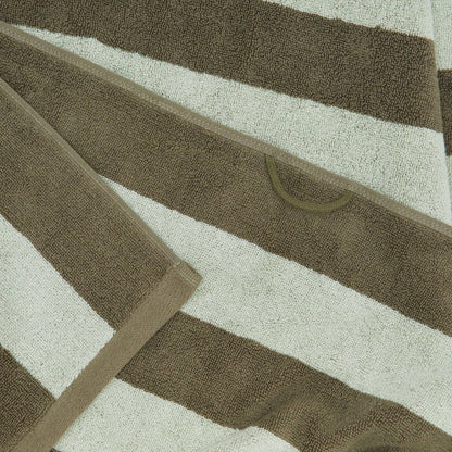 Striped Terry Hand Towel - Olive/Sage