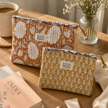 Block Print Quilted Pouches