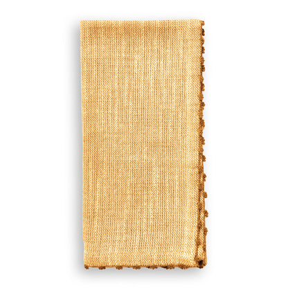 Knotted Edge Ochre Cotton Napkin - S/4