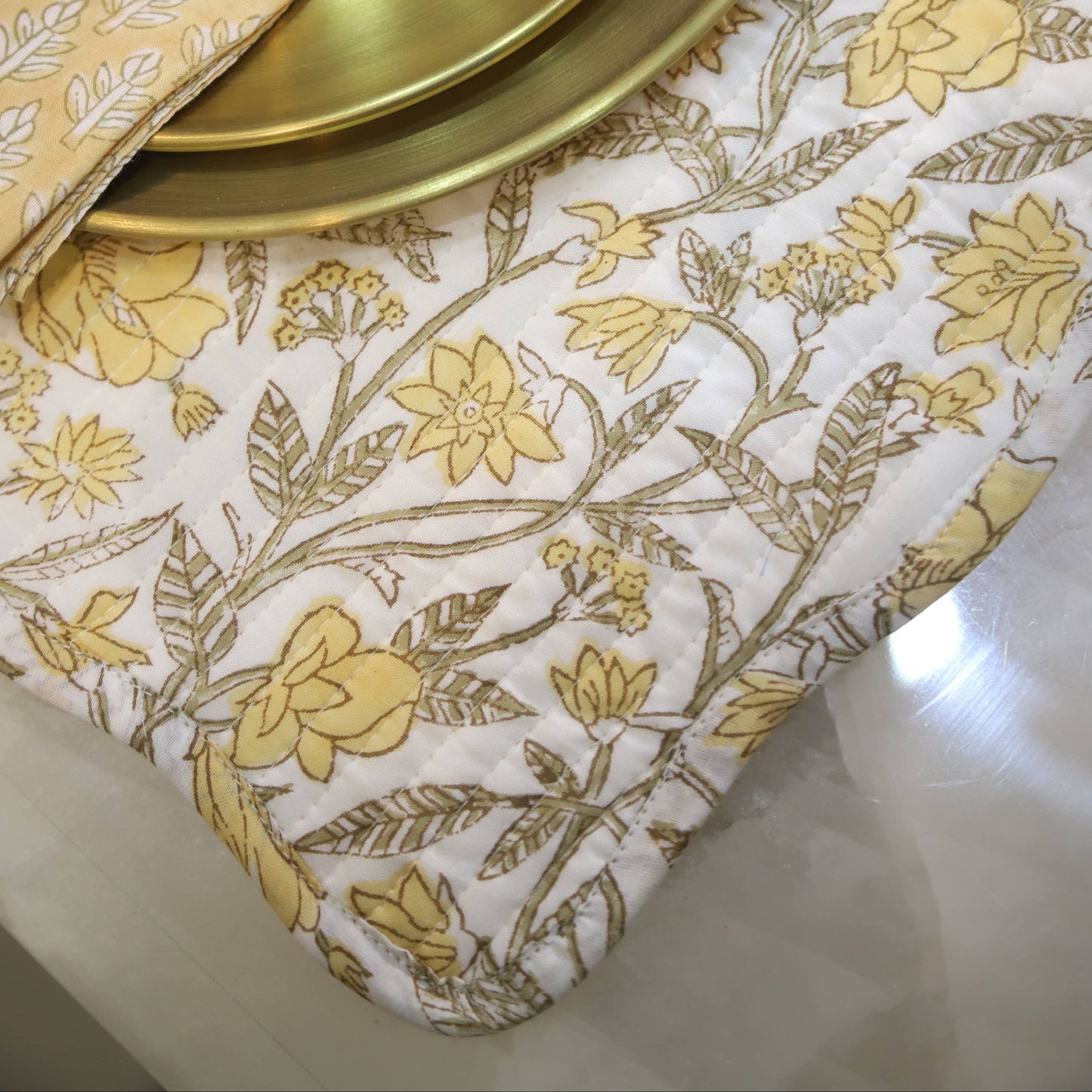 Yellow Quilted Placemats - S/2
