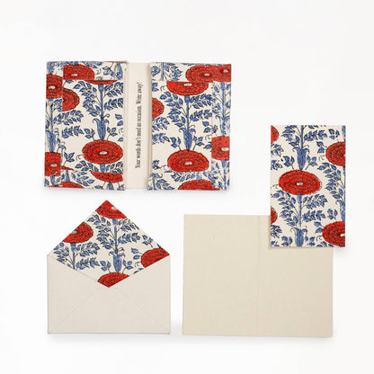Blockprint Notecards in Araminta Red - S/8