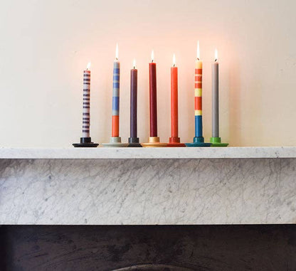 Striped Guardsman Red, Pearl & Royal Blue Eco Dinner Candles, Box of 4