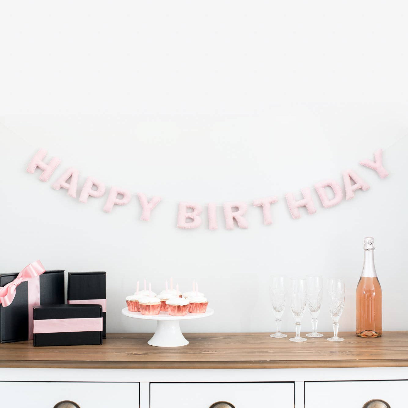 Blush Happy Birthday Garland