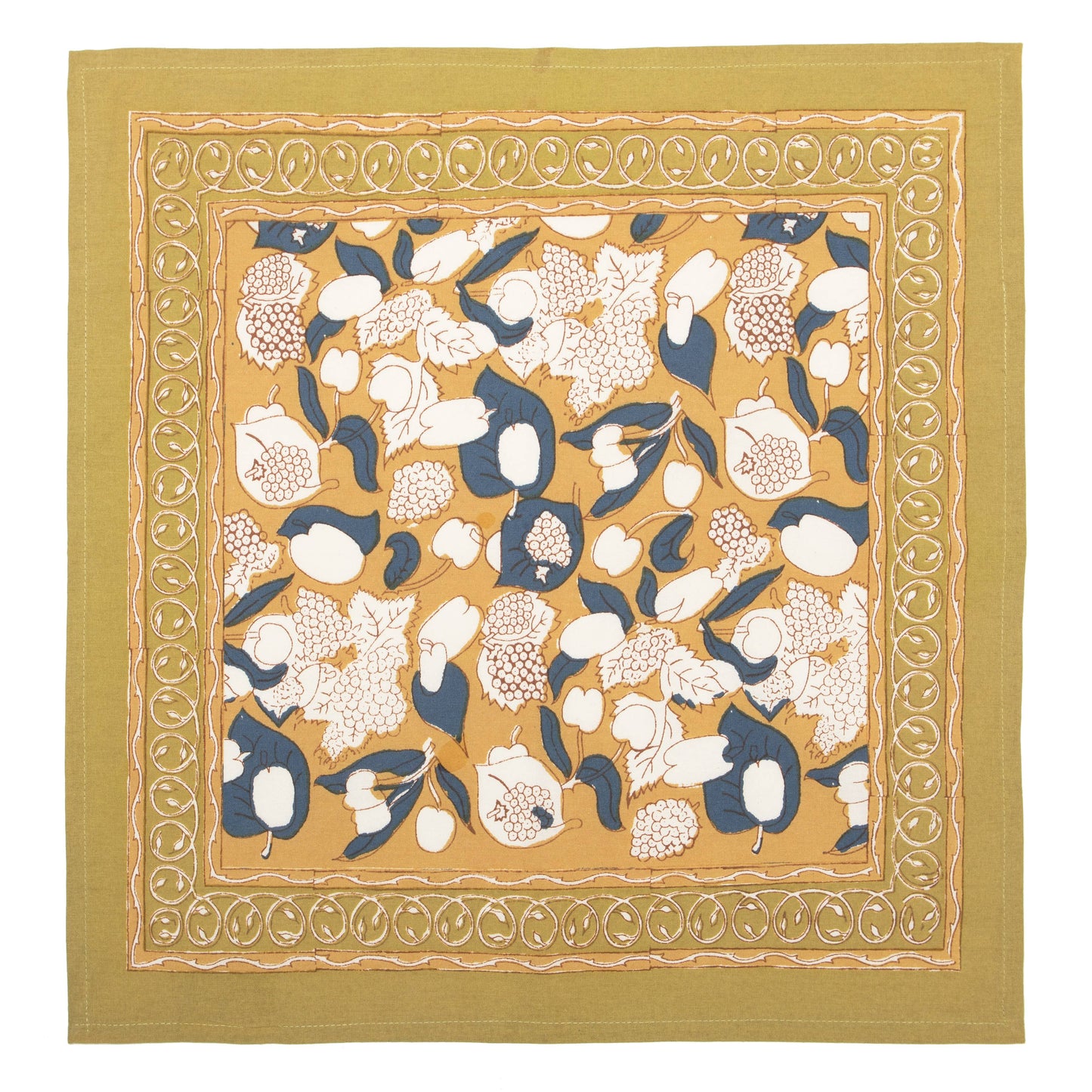 Forest Harvest Mustard & Blue Napkins - S/4