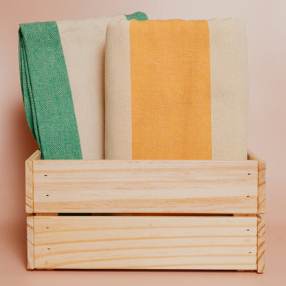 Yellow Stripe Cotton Tablecloth - 63 × 98"