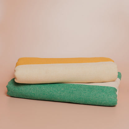 Yellow Stripe Cotton Tablecloth - 63 × 98"