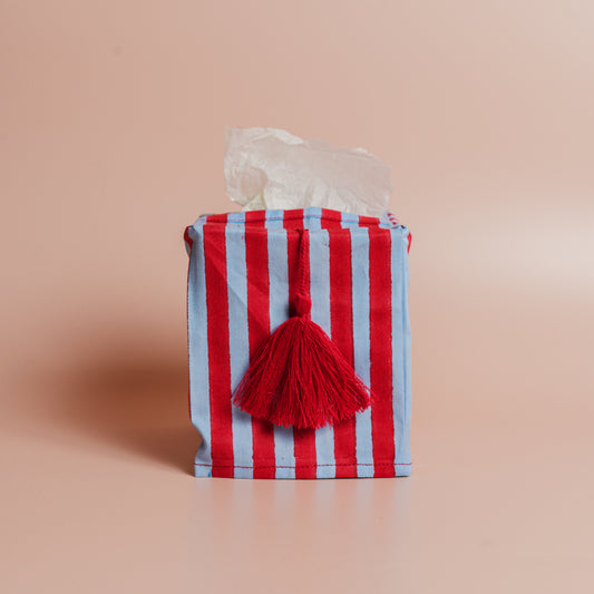 Stripes Blockprint Tissue Box Cover