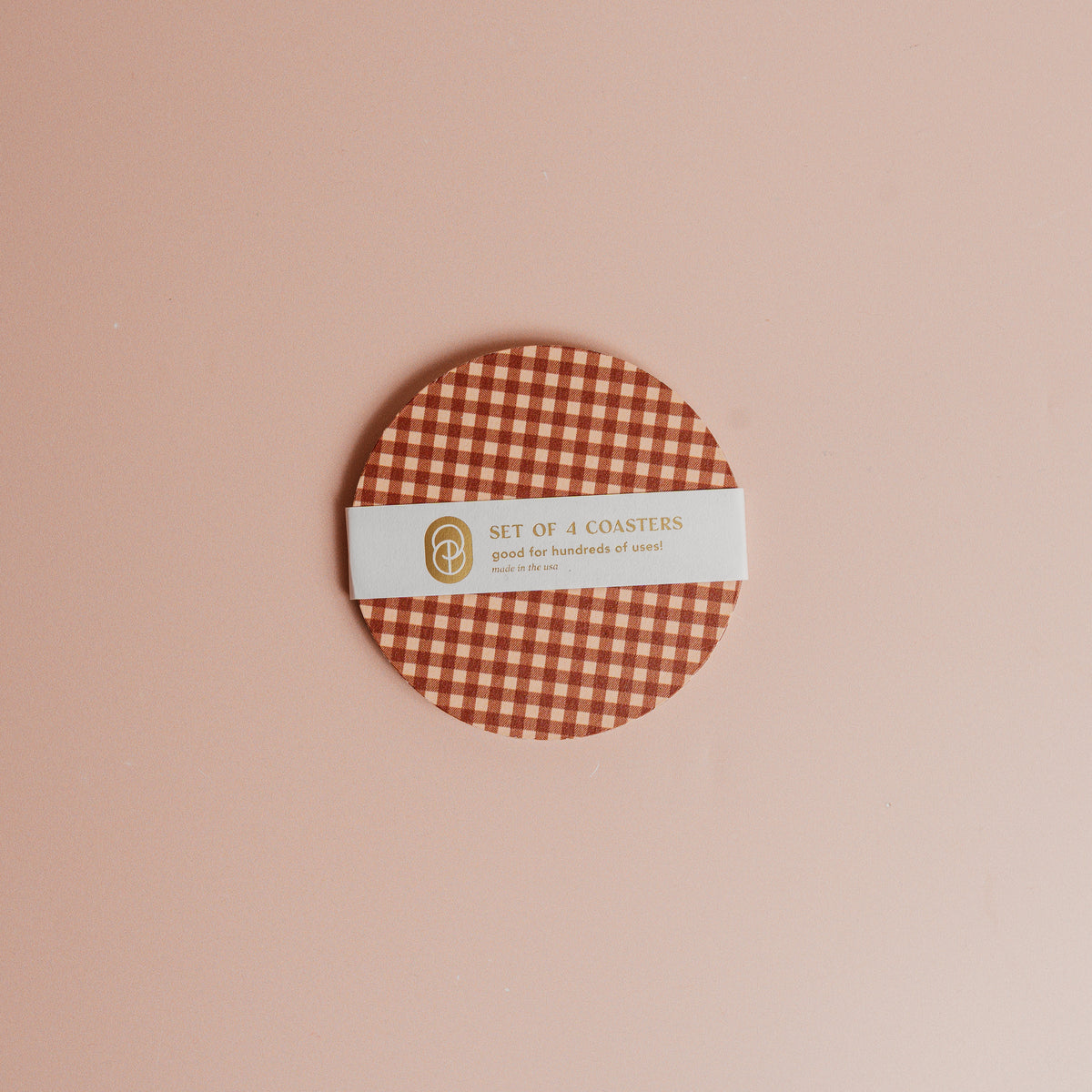 Tan Gingham Coasters