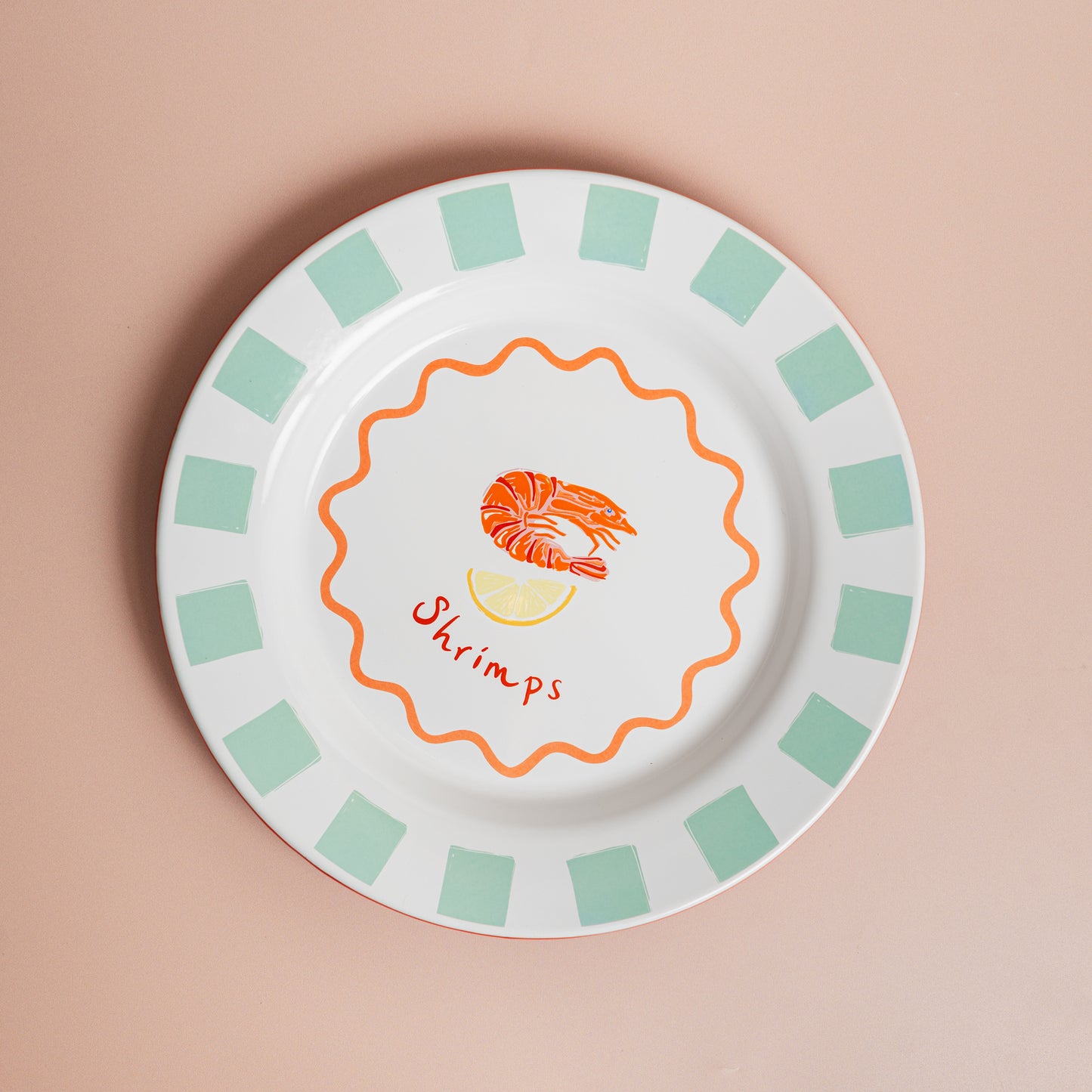 Shrimp Enamel Plate - 25cm