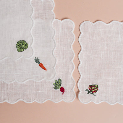 Mixed Vegetable Scalloped Cocktail Napkins S/4