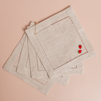 Strawberry Cocktail Napkins S/4