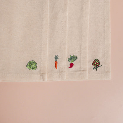 Mixed Vegetables Embroidered Dinner Napkin - S/4