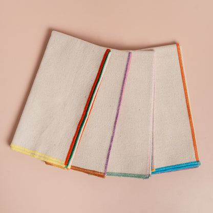 Stitched Colored Edge Napkins - S/4