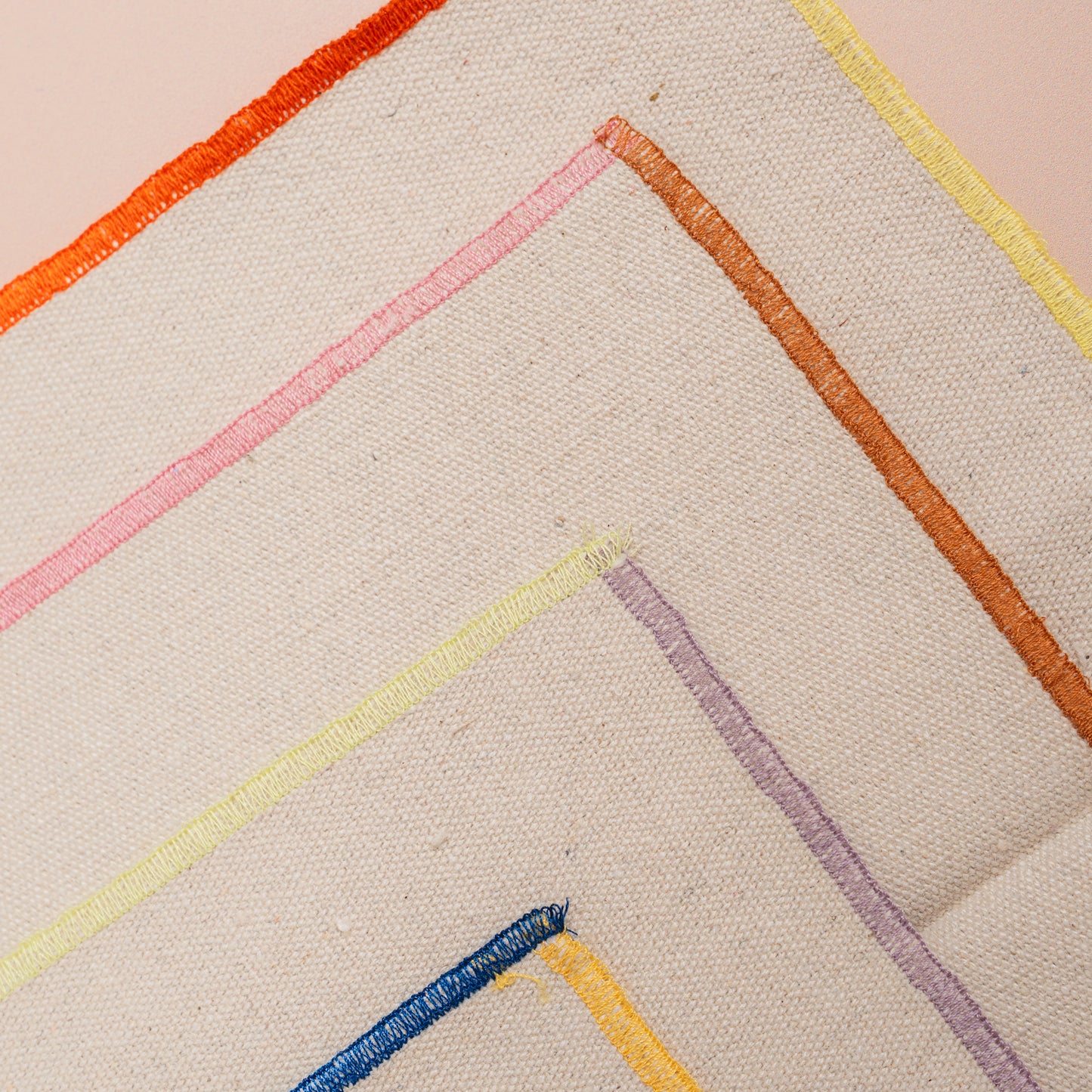 Stitched Colored Edge Napkins - S/4