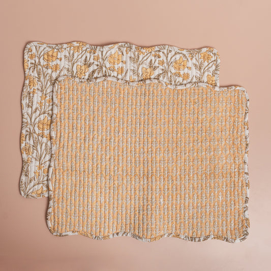 Yellow Quilted Placemats - S/2