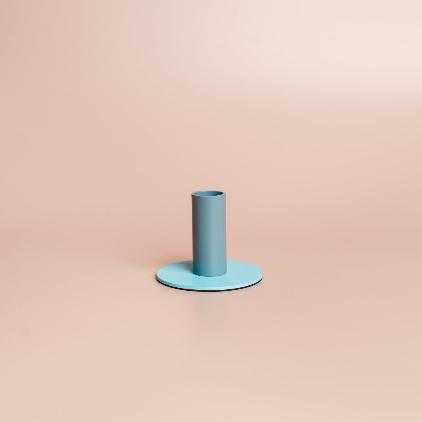 Tall Two-Tone Pompadour & Powder Blue Metal Candleholder