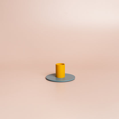 Small Two-Tone Pompadour & Saffron Metal Candleholder
