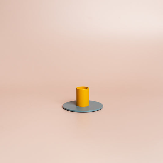 Small Two-Tone Pompadour & Saffron Metal Candleholder