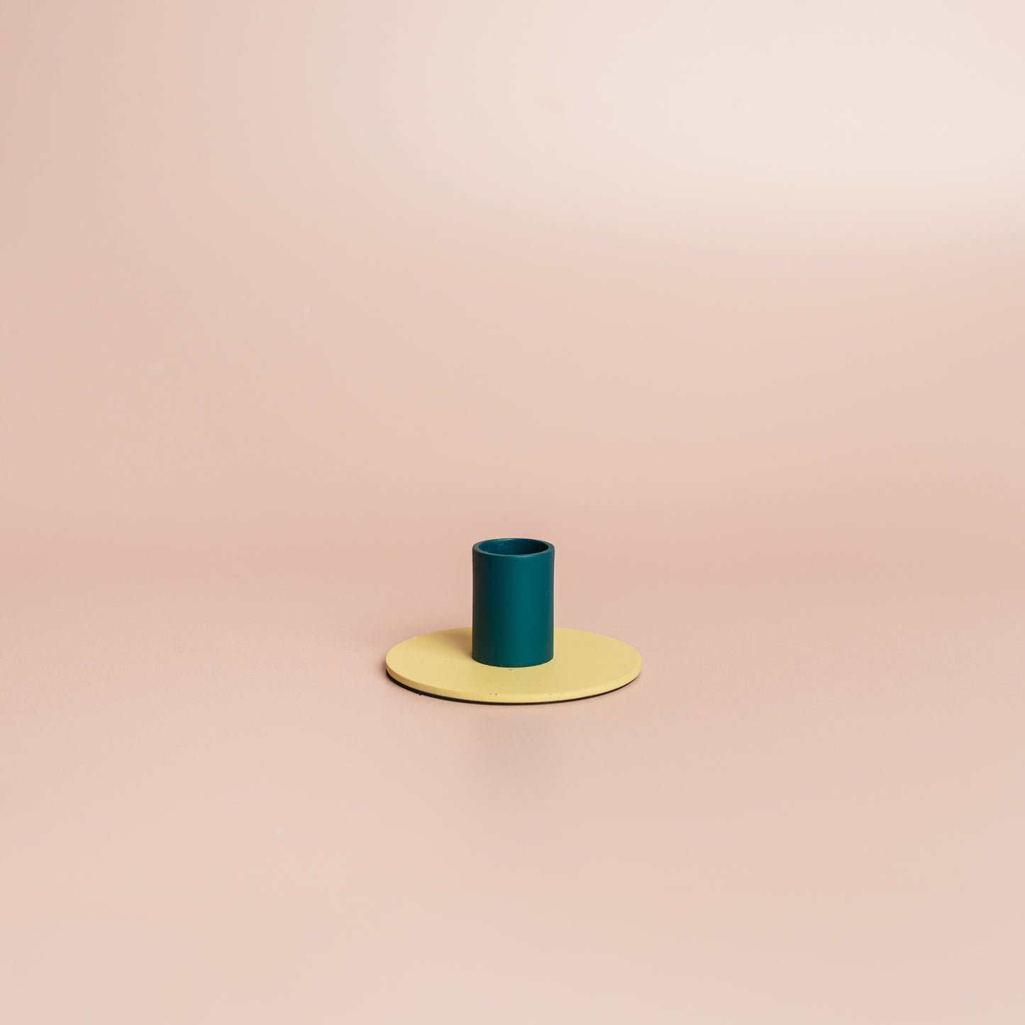 Small Two-Tone Jasmine & Petrol Blue Metal Candleholder