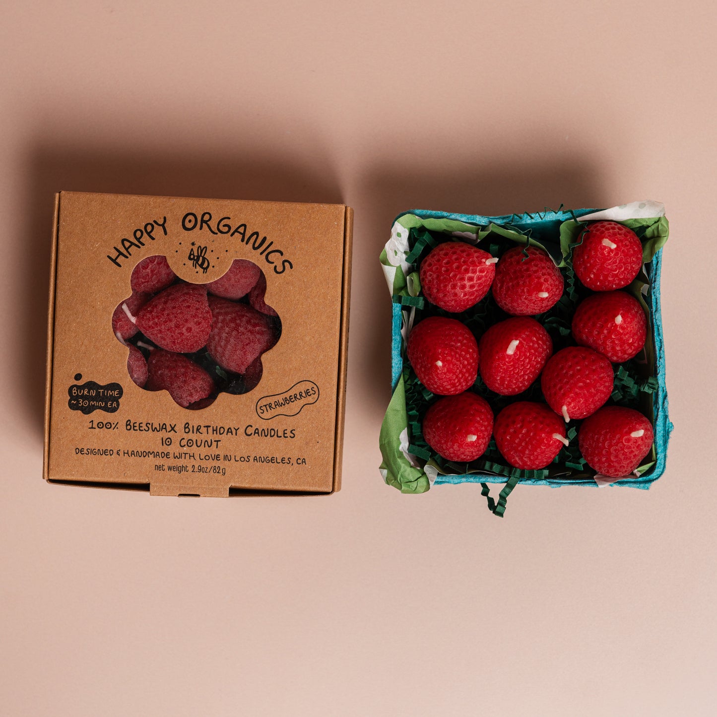 Beeswax Strawberry Birthday Candles