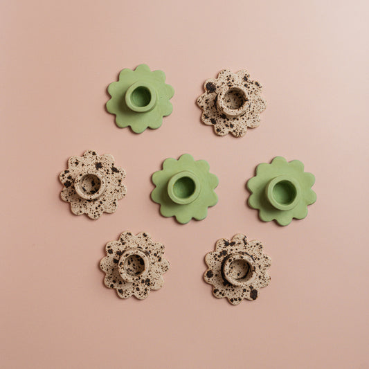 Ceramic Flower Taper Candle Holder